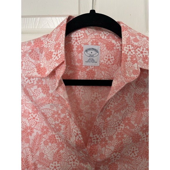 Brooks Brothers 346 Women's Sleeveless Non-Iron Cotton Pink Floral Top Size 6 - Picture 3 of 5